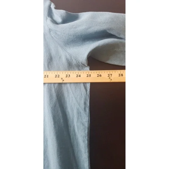 Eileen Fisher Plus 1X Blue 100% Organic Linen Button Down Shirt Sustainable - Picture 8 of 9